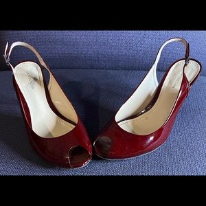 Ann Taylor peep toe slingback heels burgundy size 8